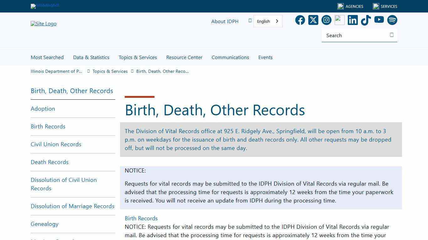 Birth, Death, Other Records